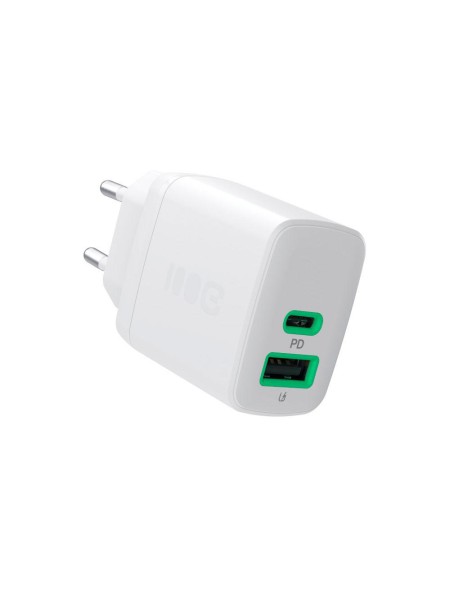 Cargador de red Usb + Type-C / 30W / Blanco / CHARB-GC-30AC-W / Greencell
