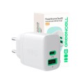 Cargador de red Usb + Type-C / 30W / Blanco / CHARB-GC-30AC-W / Greencell