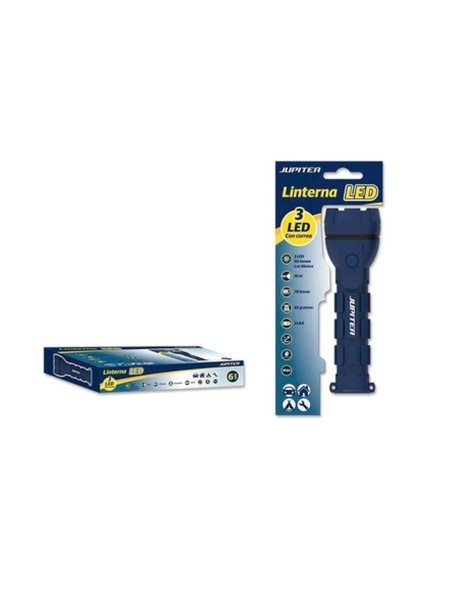 Linterna LED Jupiter / 50 Lm / Luz Blanca / IP44 / Cuerpo de goma / 2 Pilas AA / Azul / 330720