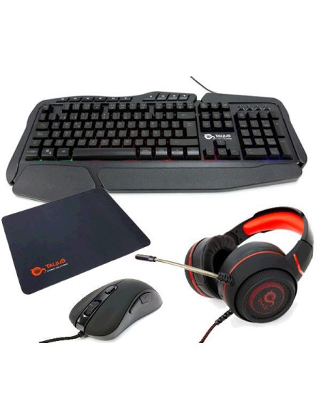Combo Gaming Kit V2 Talius / Teclado Rgb / Raton Rgb / Auriculares / Alfombrilla / Negro