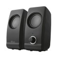 ÷ Altavoces 2.0 trust 2.0 remo speaker set 8w rms alimentados por usb control volumen negro 17595