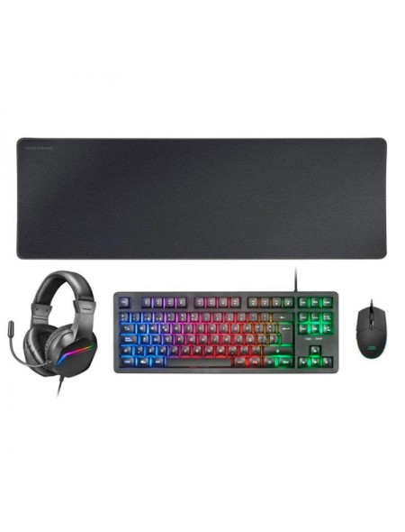 Combo Teclado TKL + Raton RGB + Alfombrilla XXL+ Headset FRGB / Mars gaming MCP-RGB3 / H-Mech Red / 3200dpi / Negro