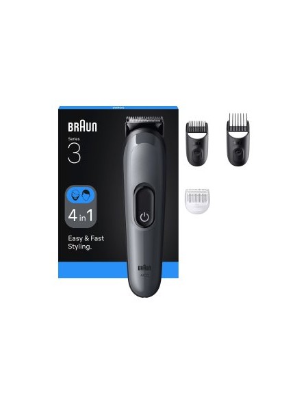 ÷ Cortapelo braun aio3500 4 en 1 2 cabezales recargable para cabello y barba gris