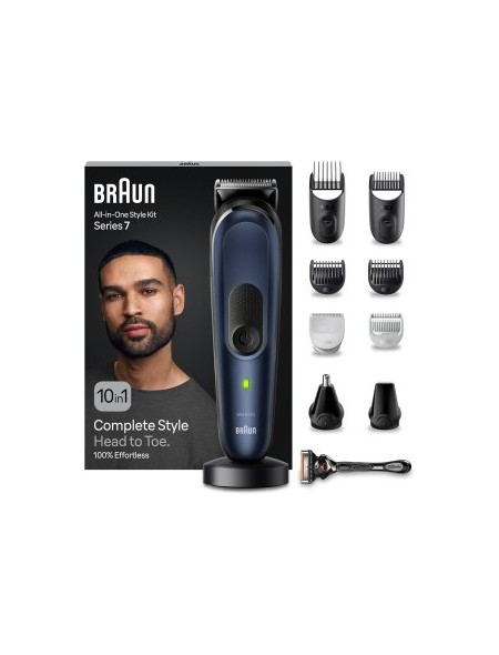 ÷ Cortapelo braun mgk7410 8 cabezales regulable base recargable para cabello y barba + gillette 