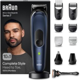 ÷ Cortapelo braun mgk7410 8 cabezales regulable base recargable para cabello y barba + gillette 