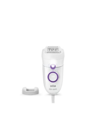 ÷ Depiladora braun silk-epil 5 se5-505p con cable 28 pinzas blanco y morado
