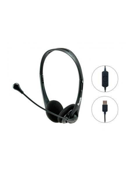 ÷ Headset usb equip life microfono flexible control de volumen mute color negro