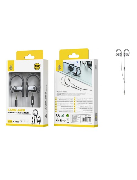 Auriculares + Micro intrauditivos sport NC3322 Sunglasses / Negro / One+ / 2303220