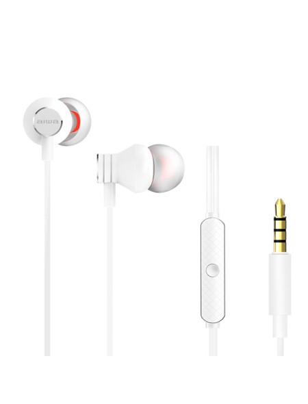 ÷ Auricular intrauditivo aiwa estm-50wt white 3.5mm driver neodimio 10mm dinamico micro controlador re