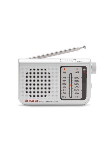 ÷ Radio analogica con altavoz aiwa rs-55 silver sintonizador analogico altavoz integrado y jack 3.5mm