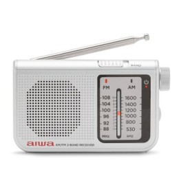 ÷ Radio analogica con altavoz aiwa rs-55 silver sintonizador analogico altavoz integrado y jack 3.5mm