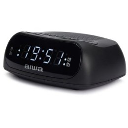 ÷ Radio despertador aiwa cr-09j am/fm doble alarma bateria de respaldo negro