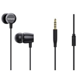 ÷ Auricular intrauditivo aiwa estm-20 altavoz neodimio 10mm cable sin enredos microfono aluminio negro
