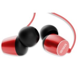 ÷ Auricular intrauditivo aiwa estm-20 altavoz neodimio 10mm cable sin enredos microfono aluminio rojo