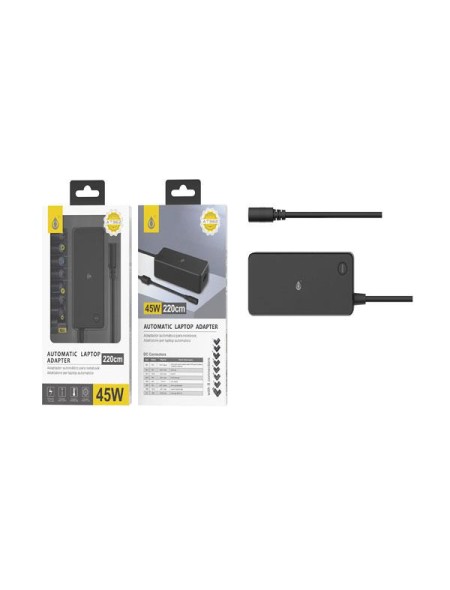 Cargador para portátil universal automático 45w / 8 conectores / 1.2m / AT962 / One +