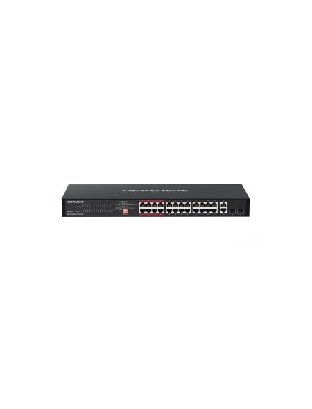 ÷ Switch no gestionable mercusys ms126cp 26p 24x10/100 poe+ 295w 2xcombo giga sfp rack negro