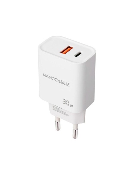 Cargador de red Usb + Type-C / 30W PD / QC / Blanco / 10.10.2011 / Nanocable