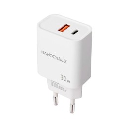 Cargador de red Usb + Type-C / 30W PD / QC / Blanco / 10.10.2011 / Nanocable