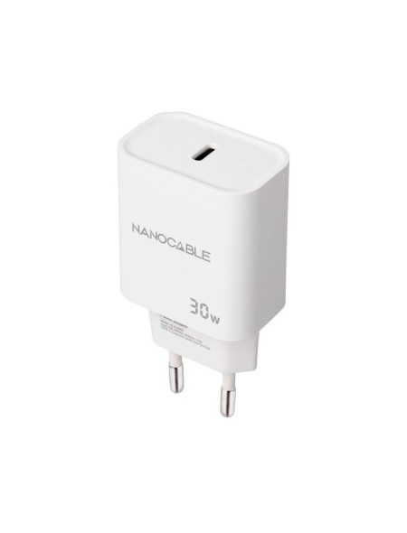 Cargador de red Type-C / 30W PD / Blanco / 10.10.2009 / Nanocable