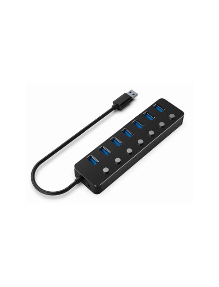 Hub 7 puertos USB 3.2 Gen 1 / Gembird / Con Interruptor / Negro / UHB-U3P7P-01