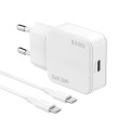 Cargador de red Type-C + Cable Type-C M/M / 20W PD / GAN / Blanco / IDUSD / D306B