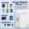 Cargador de red Type-C + Cable Type-C M/M / 20W PD / GAN / Blanco / IDUSD / D306B