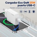 Cargador de red Type-C + Cable Type-C M/M / 25W PD / GAN / Blanco / IDUSD / D266B