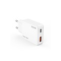 Cargador de red USB + Type-C M/M / 65W PD / GAN / Blanco / IDUSD / D350B