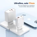 Cargador de red USB + Type-C M/M / 65W PD / GAN / Blanco / IDUSD / D350B