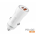 Cargador de coche-mechero Usb QC3.0 + Type-C / PD / 38w / Blanco / IDUSD / F50B