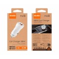 Cargador de coche-mechero Usb QC3.0 + Type-C / PD / 38w / Blanco / IDUSD / F50B