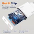 Cargador de red USB + Type-C + Cable Type-C a Lightning M/M / 25W PD / GAN / Blanco / IDUSD / D295B