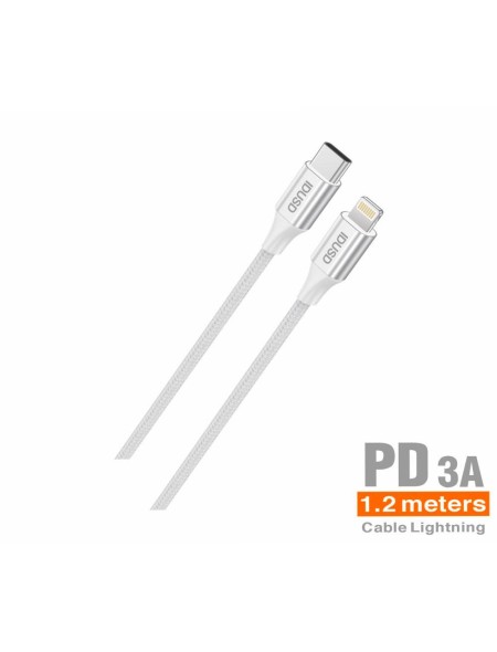 Cable datos Type-C a Lightning M/M / 1.2m / 3a / Nylon Trenzado / PD / Blanco / IDUSD / C85B