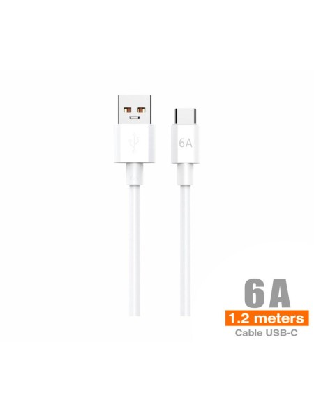 Cable datos USB a Type-C M/M / 1.2m / 6a / Blanco / IDUSD / C26B