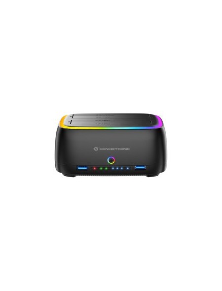 ÷ Docking conceptronic donn36b usb-c rgb doble bahia sata hdd ssd 2.5