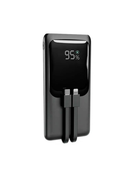 PowerBank Gembird 10.000 mah / 20W PD / 18W QC 3.0 / Cable Type-C / Cable Lightning / 1x USB / Negro / PB10-PD20-LCD-01