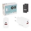 Cargador de red USB + Type-C 20W PD / GAN Blanco Movano