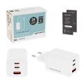 Cargador de red USB + 2x Type-C 65W PD / GAN Blanco Movano