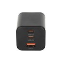 Cargador de red USB + 2x Type-C 65W PD / GAN Negro Movano