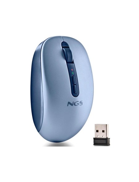 Raton Inalambrico Ergonomico NGS Fog Dual Azul / BT 5.2 + RF 2.4Ghz / Silencioso / Hasta 1600 DPI / FOGDUALBLUE