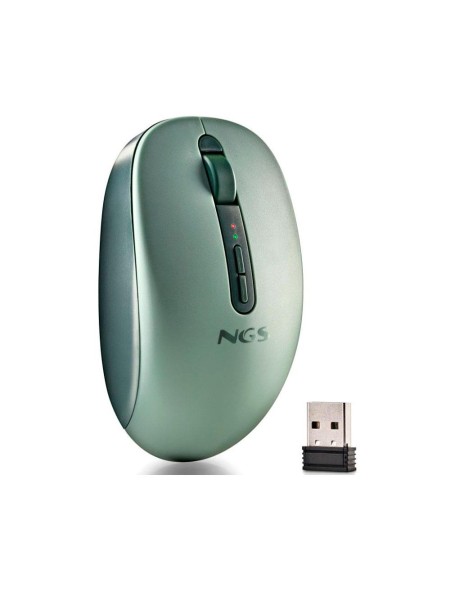Raton Inalambrico Ergonomico NGS Fog Dual Verde / BT 5.2 + RF 2.4Ghz / Silencioso / Hasta 1600 DPI / FOGDUALGREEN