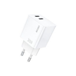 Cargador de red 2x Type-C M/M / 30W PD / 30W QC / GAN / Blanco / IDUSD / D200B