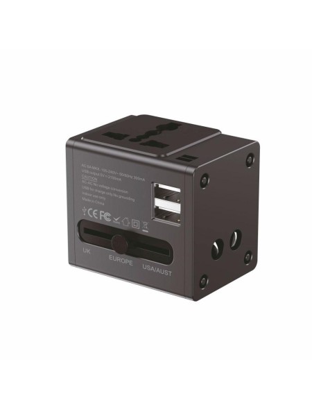 Adaptador enchufe internacional de viaje universal / Negro / IDUSD / D04A