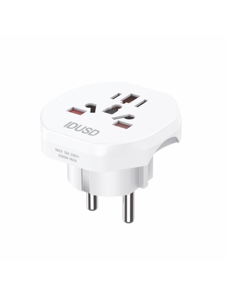 Adaptador enchufe internacional de viaje a Europa / Blanco / IDUSD / D01B