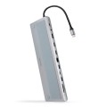Hub 12 en 1 Type-c / 2xHDMI 4K / DP 4K / 3x USB 3.0 / Type-C 3.0 / Type-C PD 100W /  RJ-45 / SD / MicroSD / Nanocable / Gris / 10.16.1012