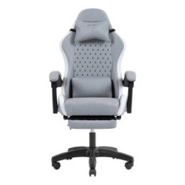 ÷ Silla gamer mars gaming mgcxfsw fabric reclinable reposapies extensible dise?o textil blanco plata